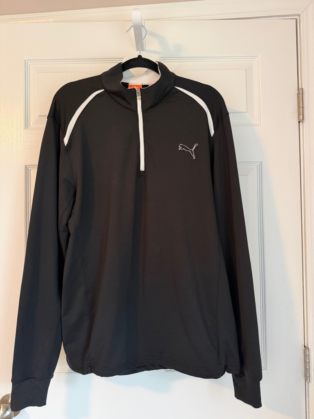 Puma Black Athletic Quarter-Zip Pullover with White Accents